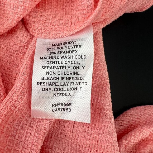 Abound Coral Puff Sleeve Textured Knit Top With Ruffle Trim  - Womens M - Picture 3 of 8